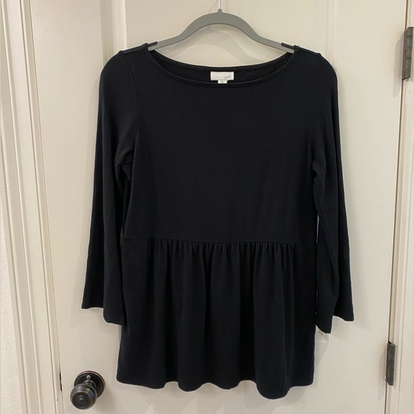 Jill Black Pima Cotton Peplum Tunic Top Buttery Soft 3/4 Sleeve Size XS - Picture 2 of 8